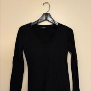 Ambiance Black Long Sleeve V-Neck Top